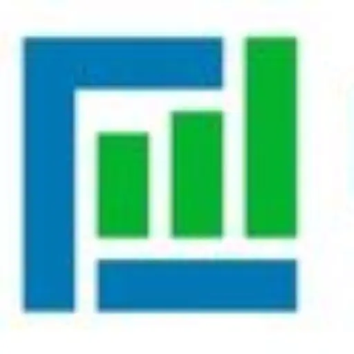 A blue and green logo of the company, inc.